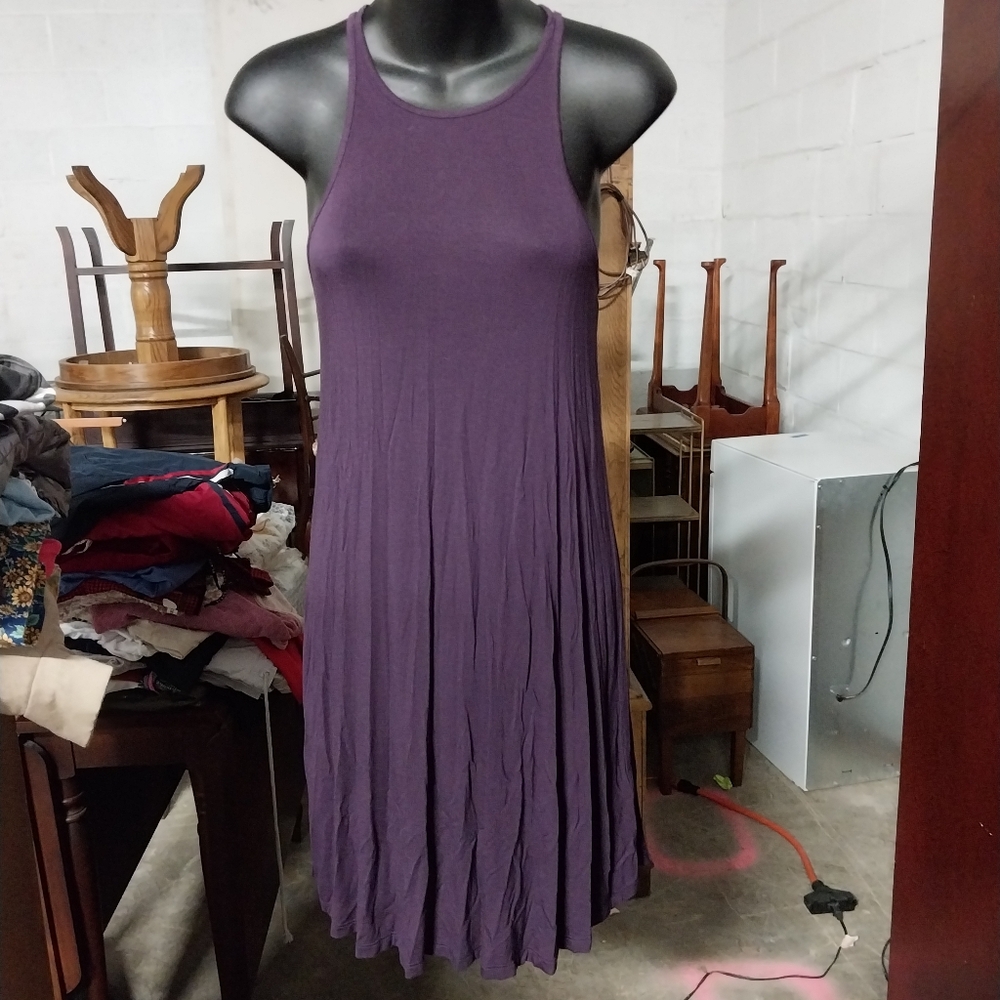 Express Purple Pleated Halter Midi Sundress